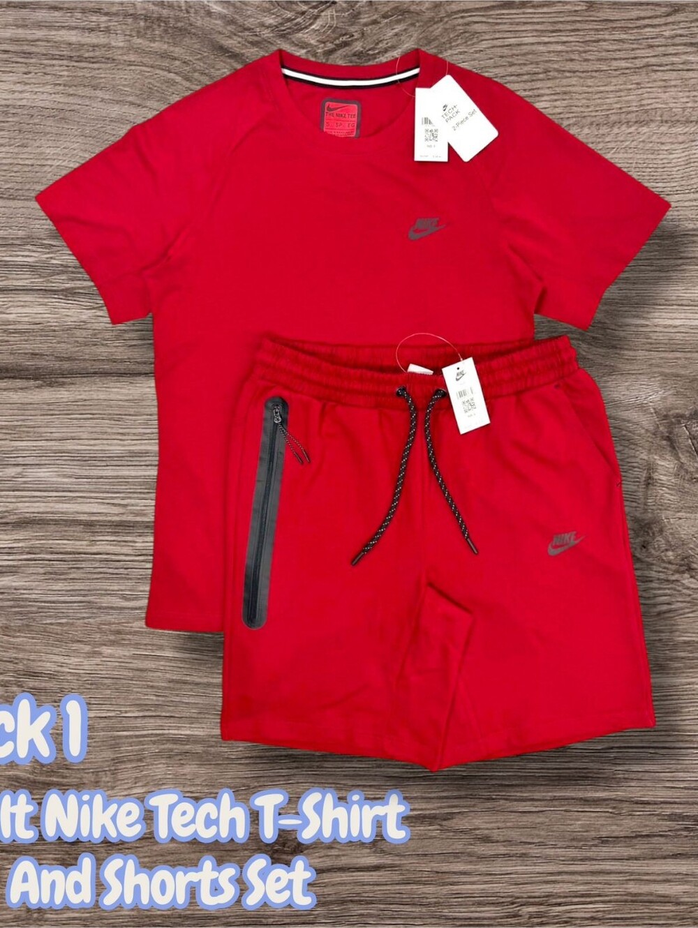 Nike Red Tech Tee and Shorts Set